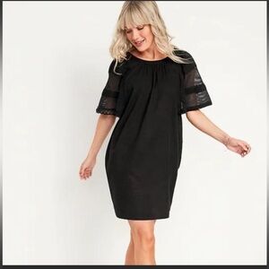 Old Navy XS Black Lace Flutter Sleeve Overlay Swing Dress